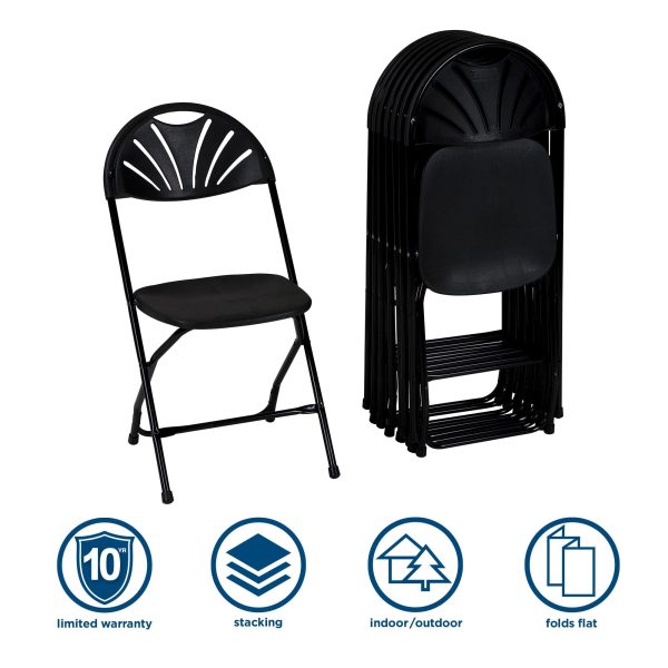 Commercial Fan Back Plastic Folding Stacking Chairs, Set of 8 on Sale