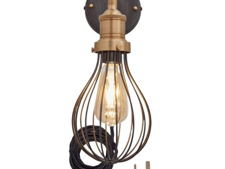 Brooklyn Balloon Cage Wall Light - 6 Inch - Pewter - With Plug Discount