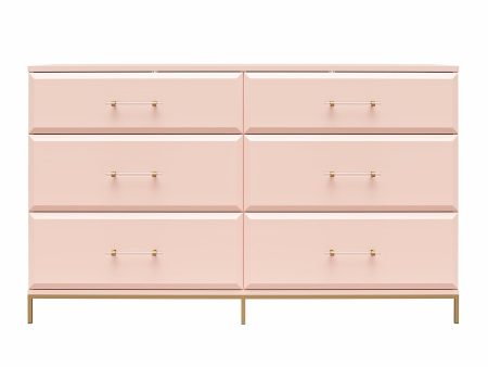 Effie 6 Drawer Dresser with Lucite Gold Pulls and a Gold Metal Legs For Discount