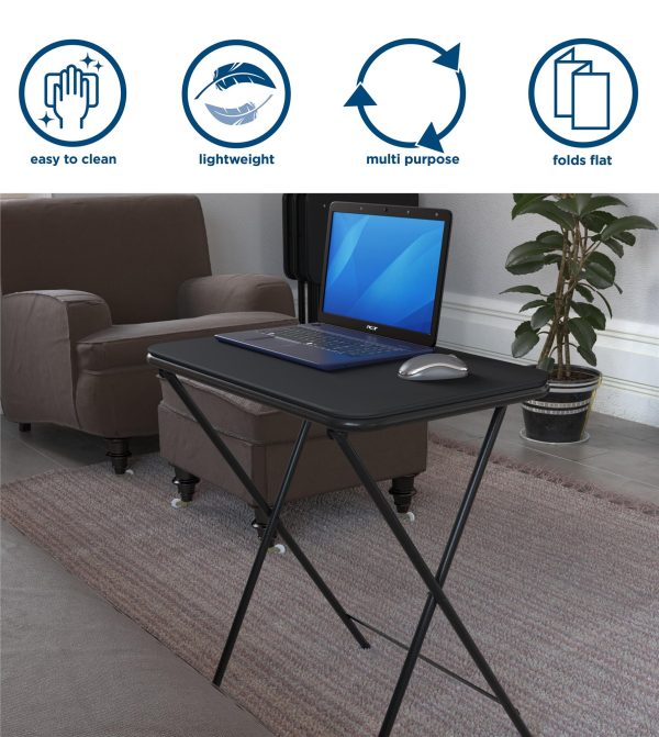 5 Piece Folding Vinyl Top TV Tray Set with Storage Rack Online Sale