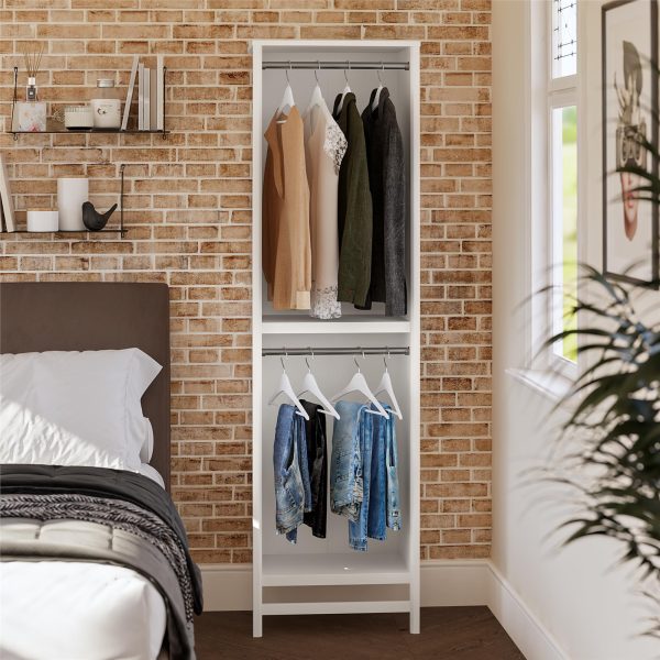 Luxe 2 Shelf Double Clothing Rod Closet Tower Fashion