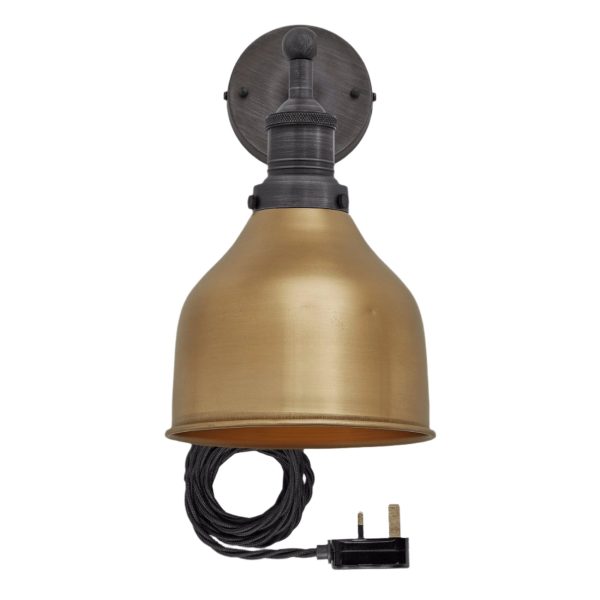 Brooklyn Cone Wall Light - 7 Inch - Brass - With Plug Sale