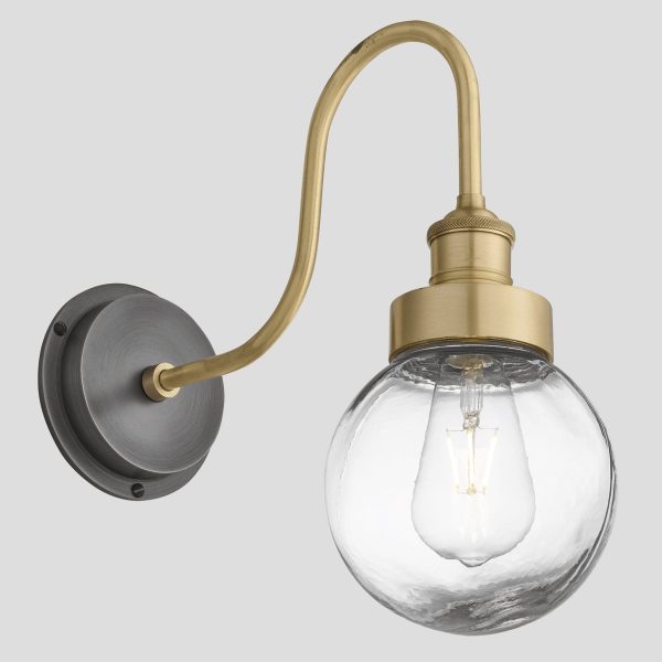 Swan Neck Outdoor & Bathroom Wall Light - Brass - Globe Glass Discount