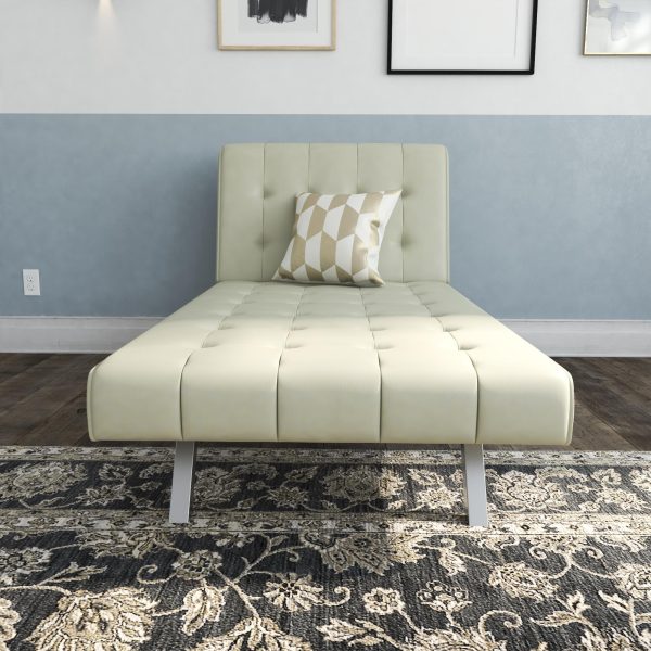 Emily Tufted Upholstered Chaise Lounger Chair with Adjustable Back Discount